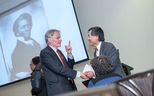 Shaking hands with President Loh
