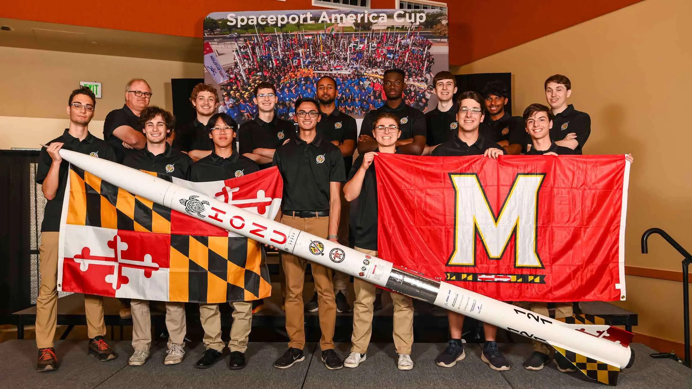 The Terrapin Rocket Team poses for a photo at the Spaceport America Cup. Photo by Jim Wilkerson