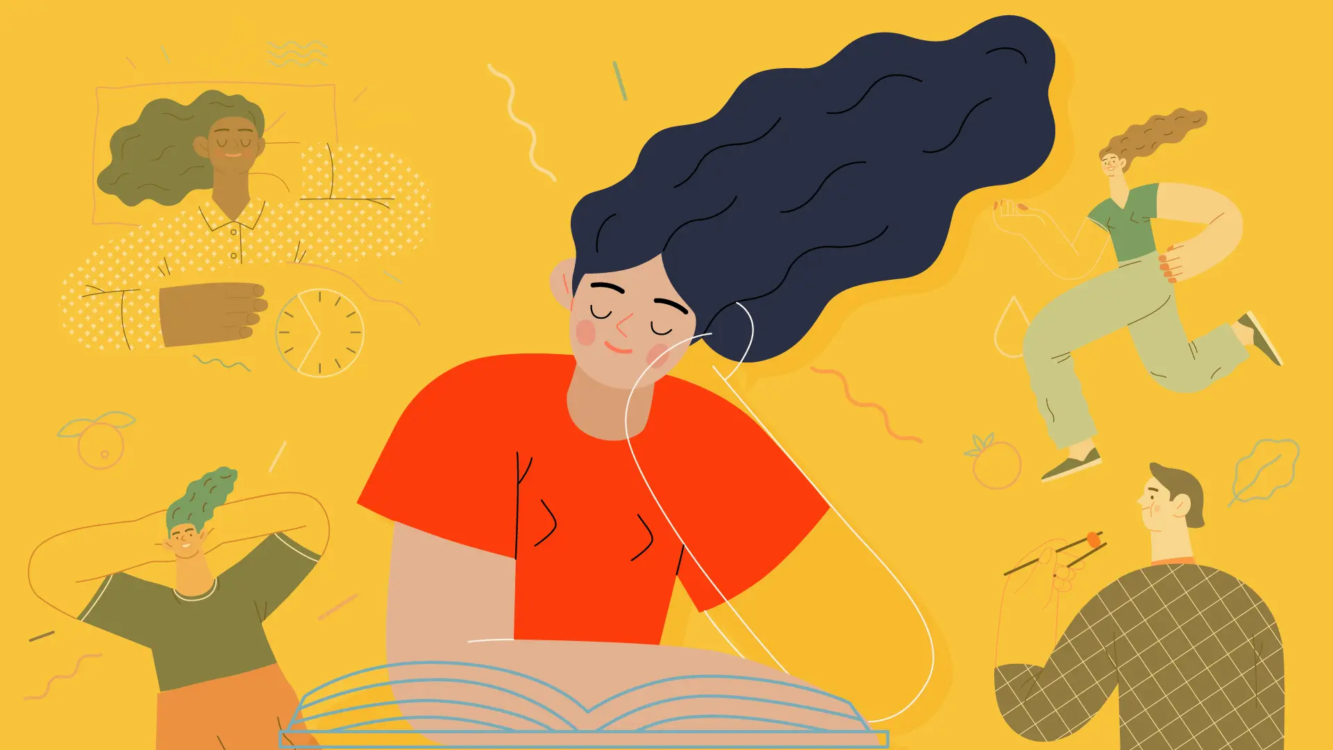 Prioritizing sleep, exercise and nutrition during finals week can help manage stress and boost both physical and mental health, University Recreation and Wellness staff said. Illustration by Adobe Stock.