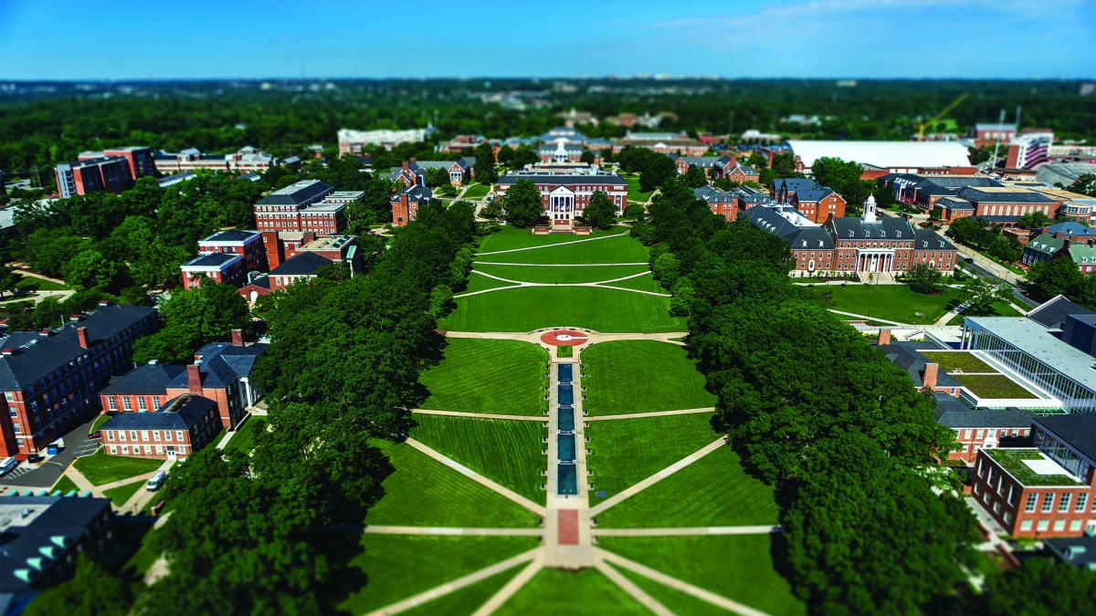University of Maryland campus overlooking McKeldin Mall