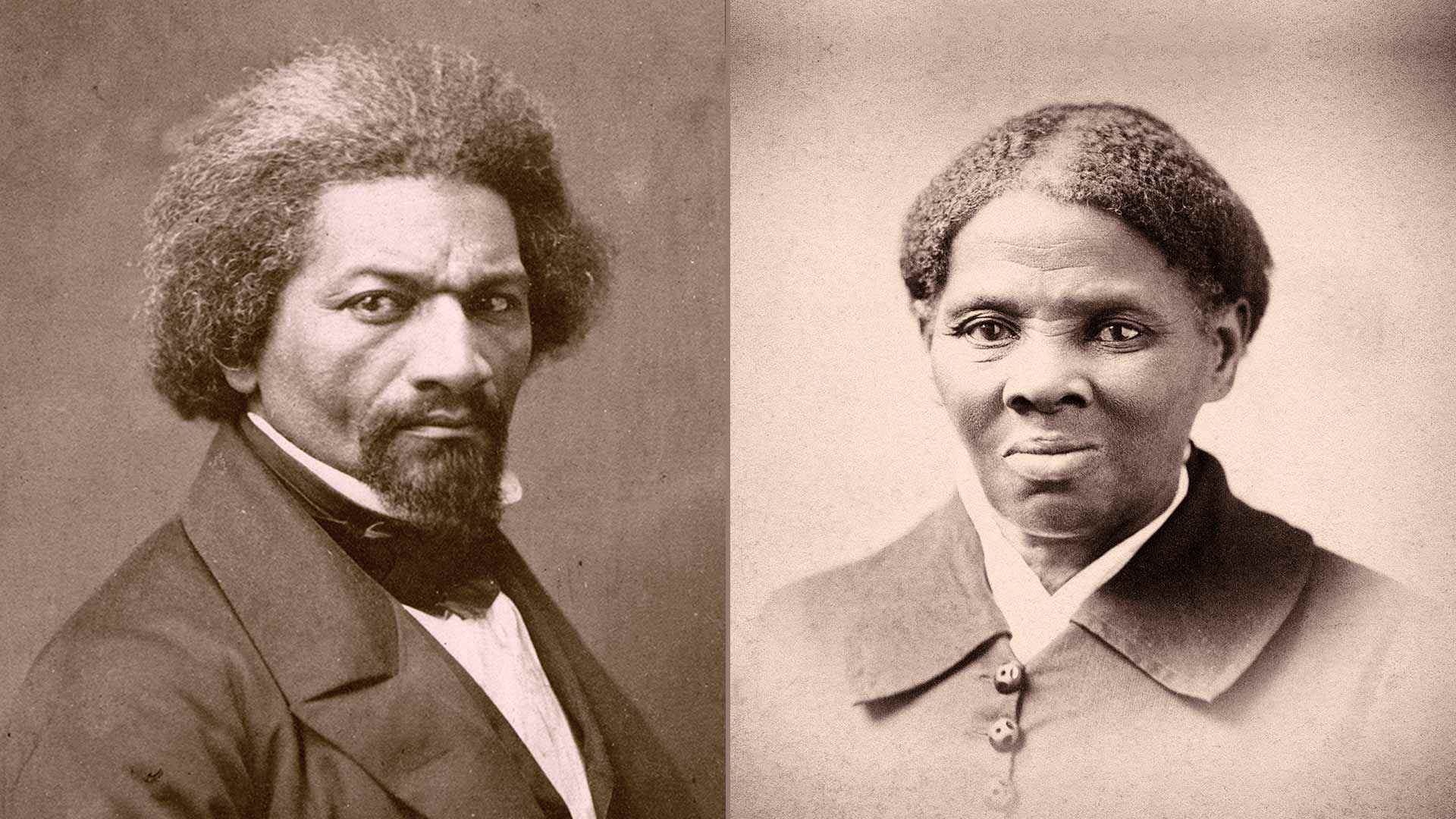 Two new PBS documentaries premiering this month, “Becoming Frederick Douglass” and “Harriet Tubman: Visions of Freedom,” include interviews from three UMD experts. Douglass image courtesy of New York Historical Society/Bridgeman Images; Tubman image courtesy of Alamy.