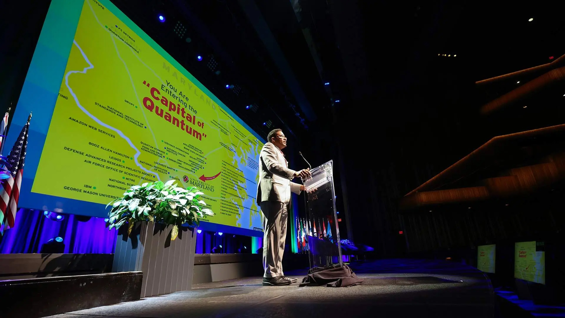UMD President Darryll J. Pines said in a speech Thursday at the Quantum World Congress in Tysons Corner, Va., that the university is dedicated to solving the world's grand challenges using quantum science and technology. Photo by Stephanie S. Cordle.