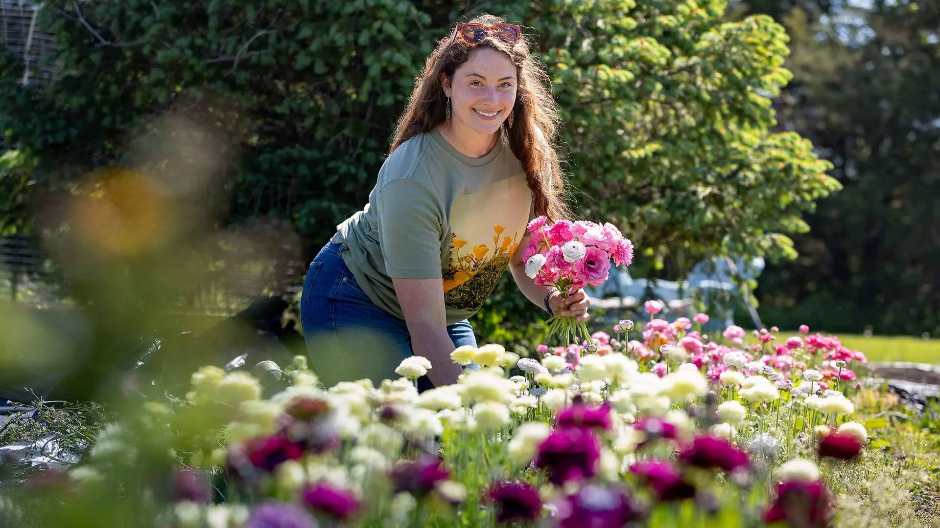 Rachel Ross '19 started SunKissed Flower Farm on Kent Island to honor the memory of her late grandmother. The self-described "farmer-florist" sells arrangements, wreaths, corsages and pressed flowers.