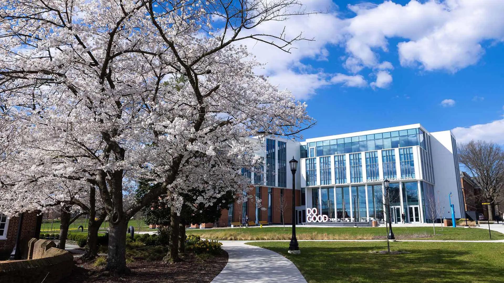 Photo of Thurgood Marshall Hall in Spring Time